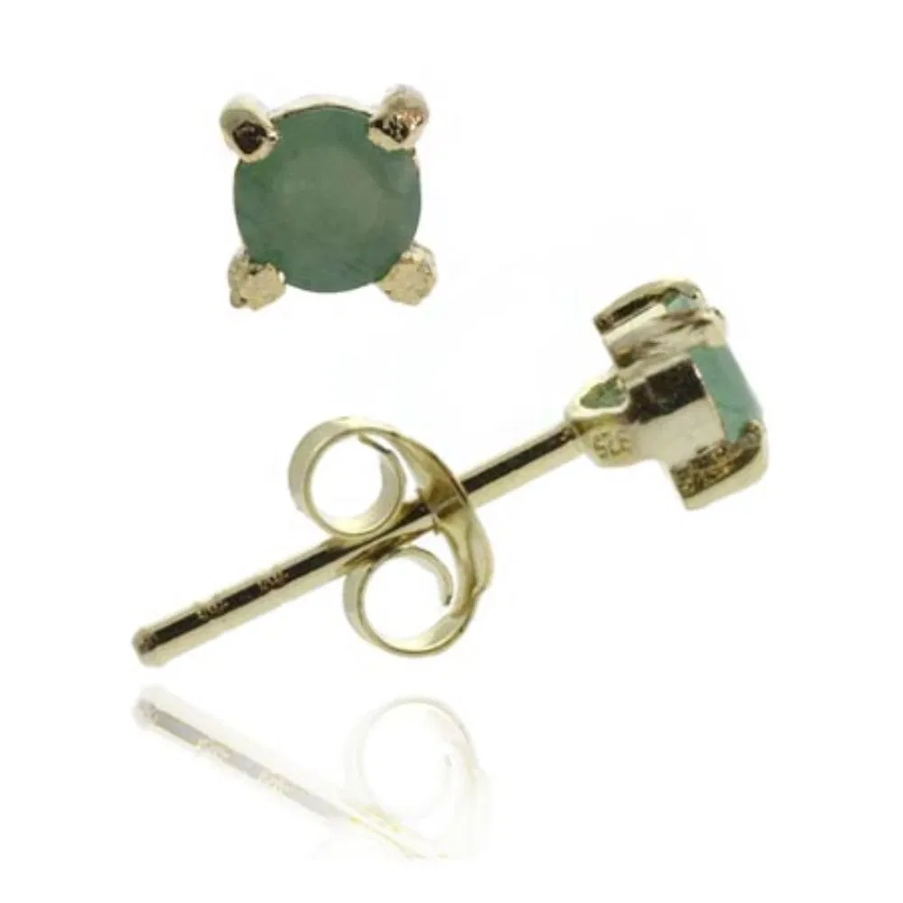 18K Gold over Sterling Silver Emerald 4mm Round Stud Earrings - Grocery