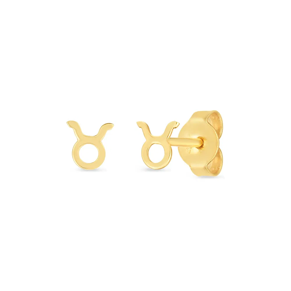 14K Yellow Gold Taurus Stud Earrings - Grocery