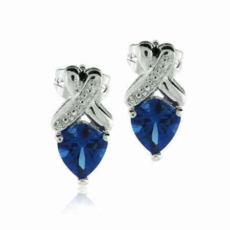 Sterling Silver Simulated Tanzanite CZ X Earrings - Grocery