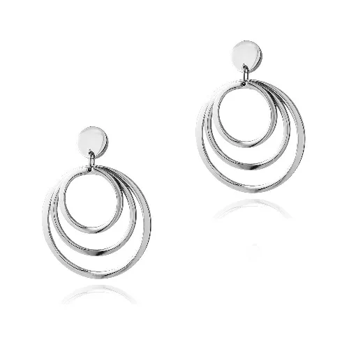 Stainless Steel Triple Circle Dangle Earrings - Grocery