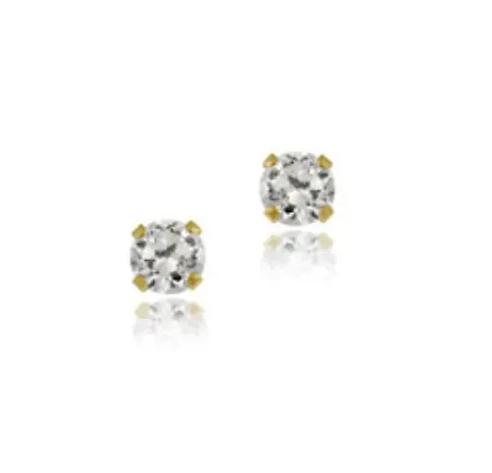 14k Gold 3mm Round CZ Stud Earrings - Grocery