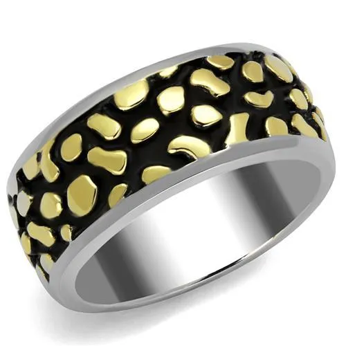 TK2238 - Two-Tone IP Gold (Ion Plating) Stainless Steel Ring with Epoxy in Jet - Grocery