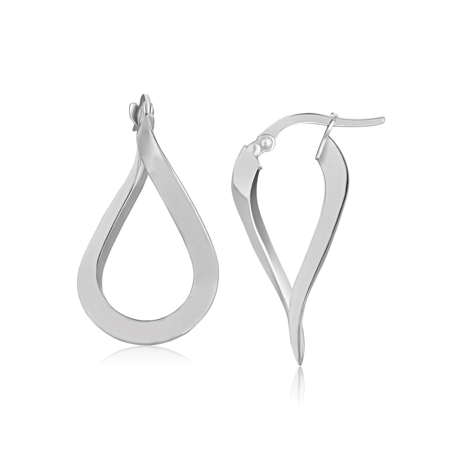 10k White Gold Twisted Freeform Hoop Earrings - Grocery
