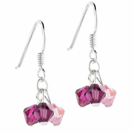 Sterling Silver Multi Pinks and Purple Swarovski Elements Earrings - Grocery