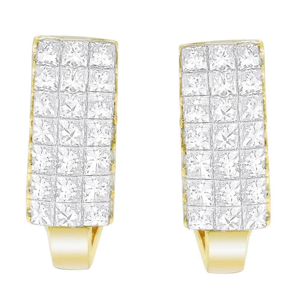 14K Yellow Gold Princess Cut Diamond Composite Long Earrings (3.60 cttw, G-H Color, VS1-VS2 Clarity) - Grocery