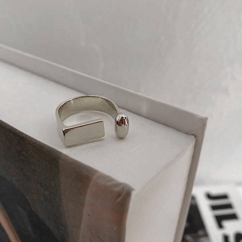 Gold Geometric Irregular Ring Female S925 Silver Ins European And American Retro Simplicity Cross-border Forefinger Ring - Grocery
