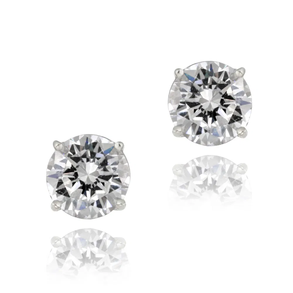 Sterling Silver 5.5ct CZ Stud Earrings, 9mm - Grocery
