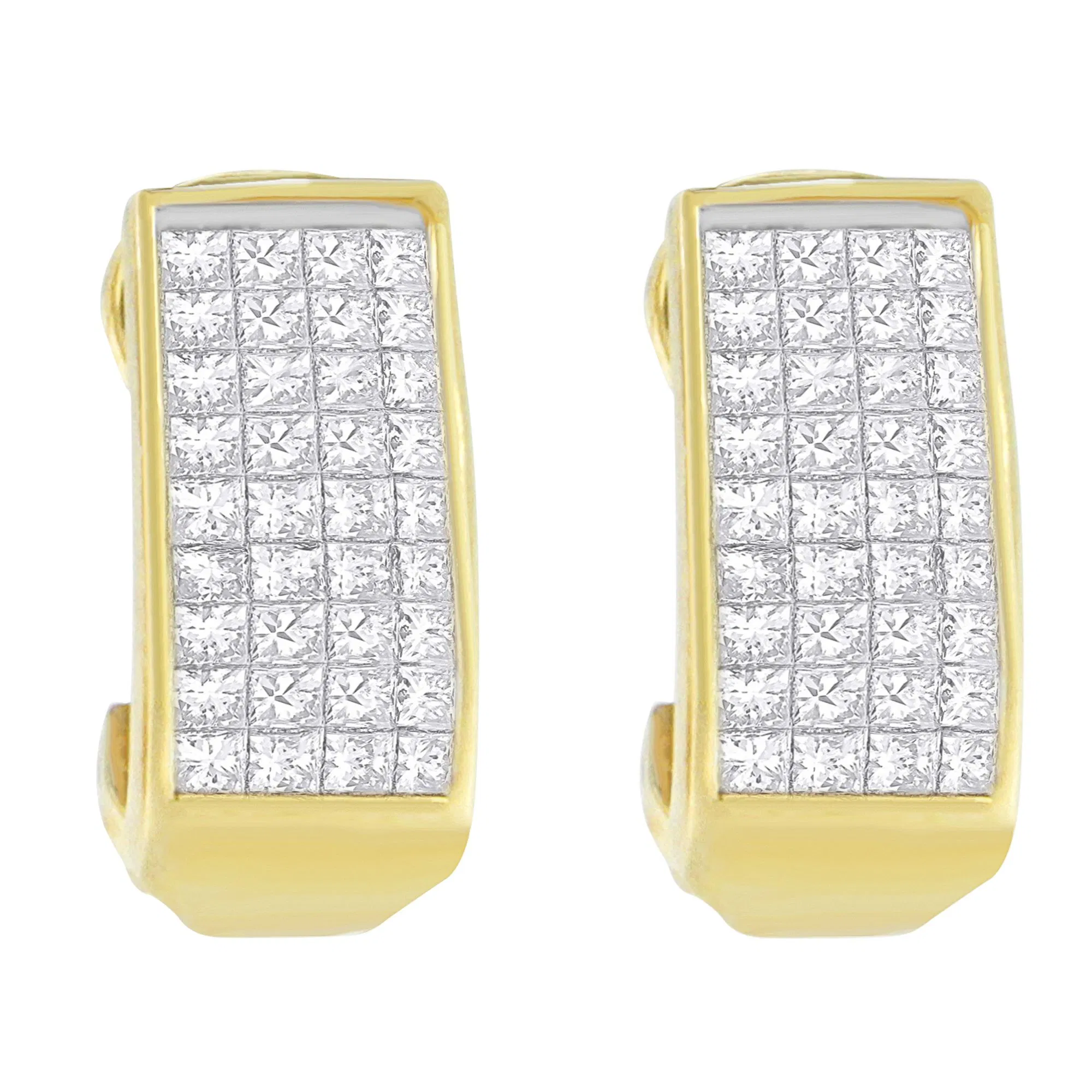 14K Yellow Gold 1 cttw Princess Cut Diamond Earrings (H-I, VS2-SI1) - Grocery