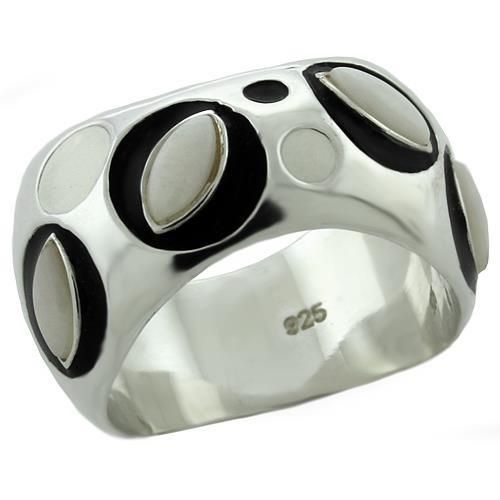 LOAS1085 - Rhodium 925 Sterling Silver Ring with Semi-Precious Opal in White - Grocery