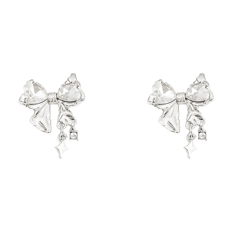 Starlight Bowknot Zircon Stud Earrings For Women - Grocery