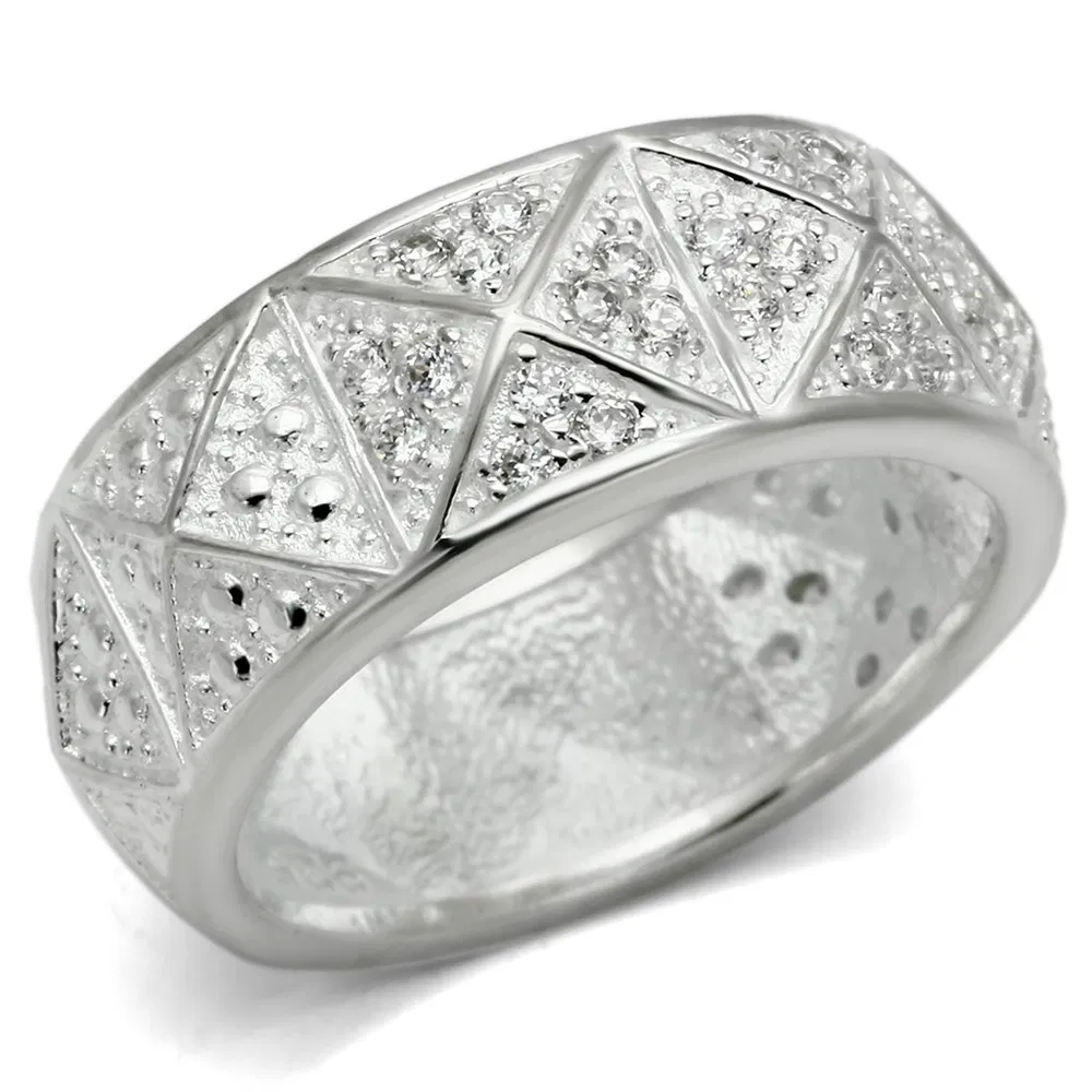 LOS559 - Silver 925 Sterling Silver Ring with AAA Grade CZ in Clear - Grocery