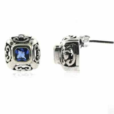Sterling Silver Tanzanite CZ Filigree Earrings - Grocery