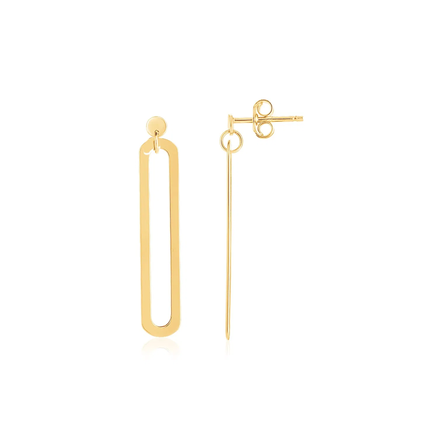 14K Yellow Gold High Polish Single Paperclip Link Drop Earrings - Grocery