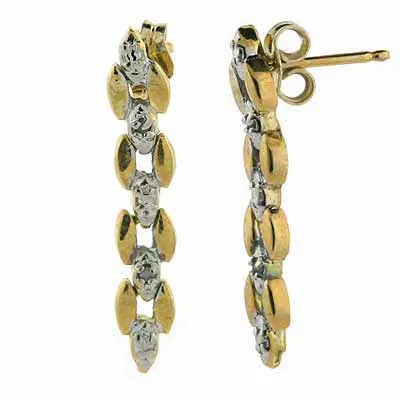 18K Gold over Sterling Silver Diamond Accent Link Dangle Earrings - Grocery