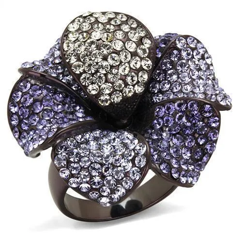 TK1618DC - IP Dark Brown (IP coffee) Stainless Steel Ring with Top Grade Crystal in Multi Color - Grocery