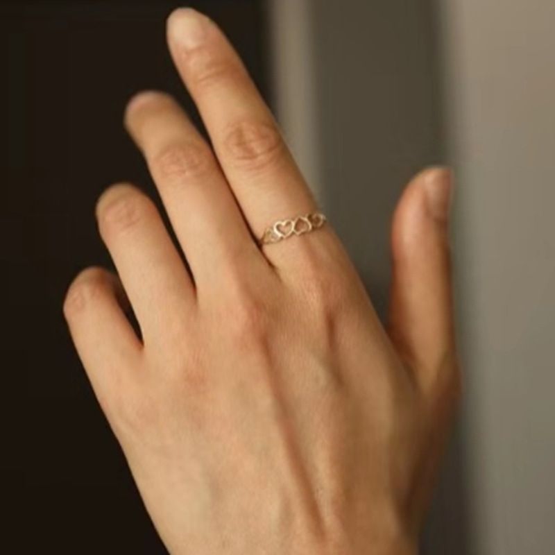 Lovely Titanium Steel Gold Plated Love Ring Cutout - Grocery