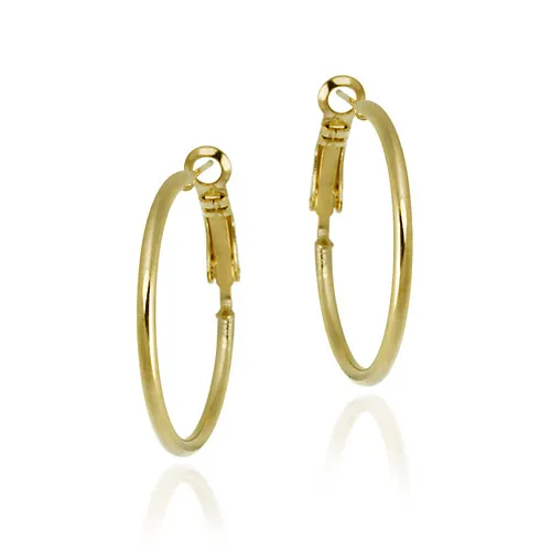 18K Gold over Sterling Silver 30mm Polished Hoop Earrings - Grocery