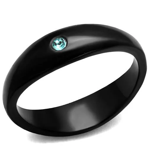 TK2274 - IP Black(Ion Plating) Stainless Steel Ring with Top Grade Crystal in Light Sapphire - Grocery