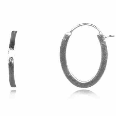 Sterling Silver Sleek Oval Hoop Earrings - Grocery