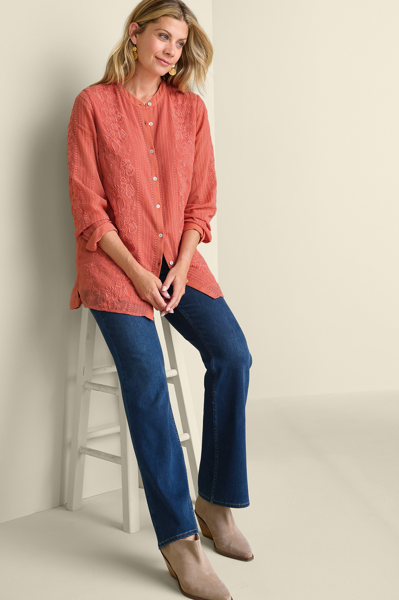 Serafine Embroidered Tunic - Soft Surroundings Outlet