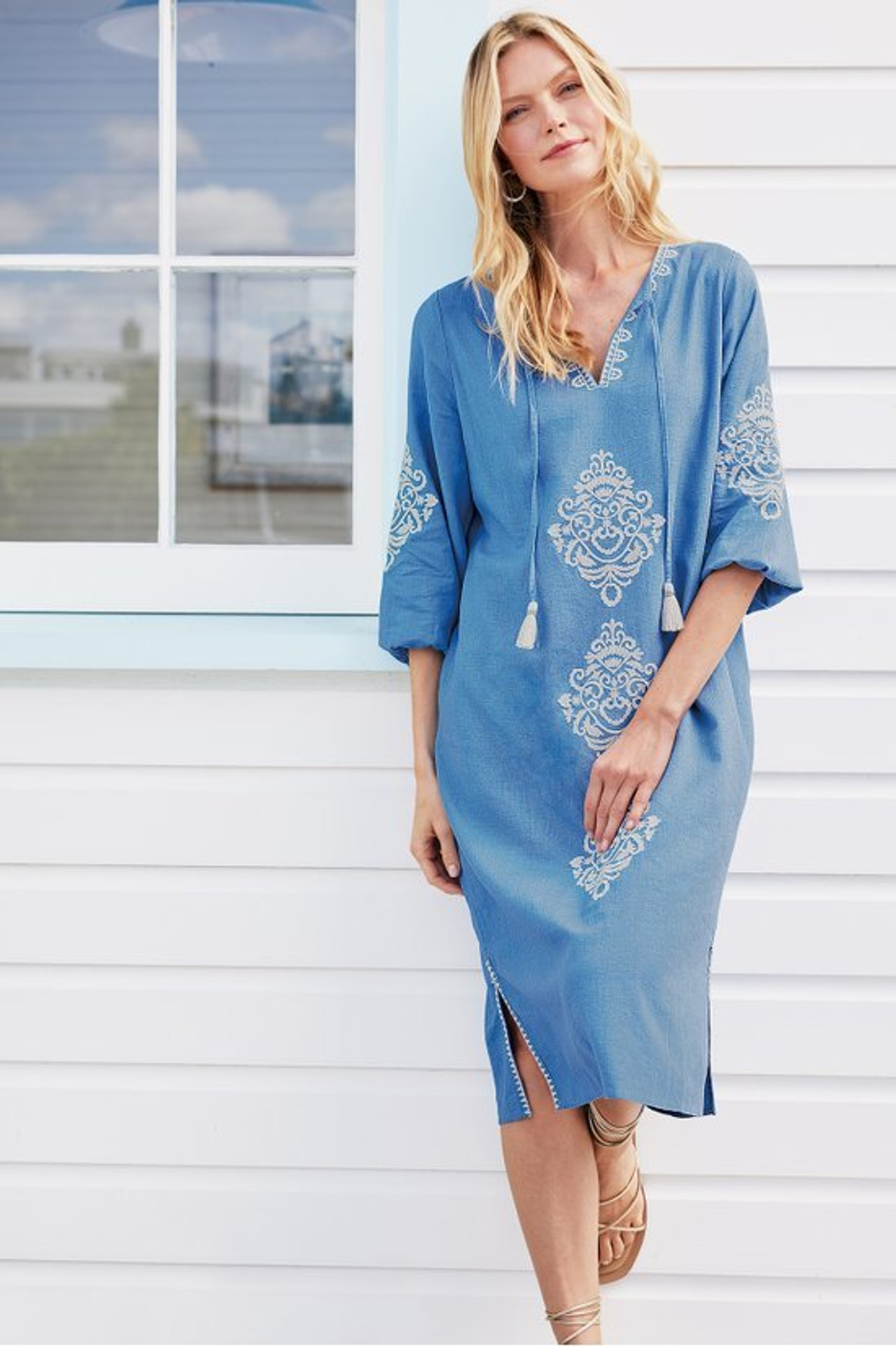 Hasana Linen Blend Midi Dress - Soft Surroundings Outlet