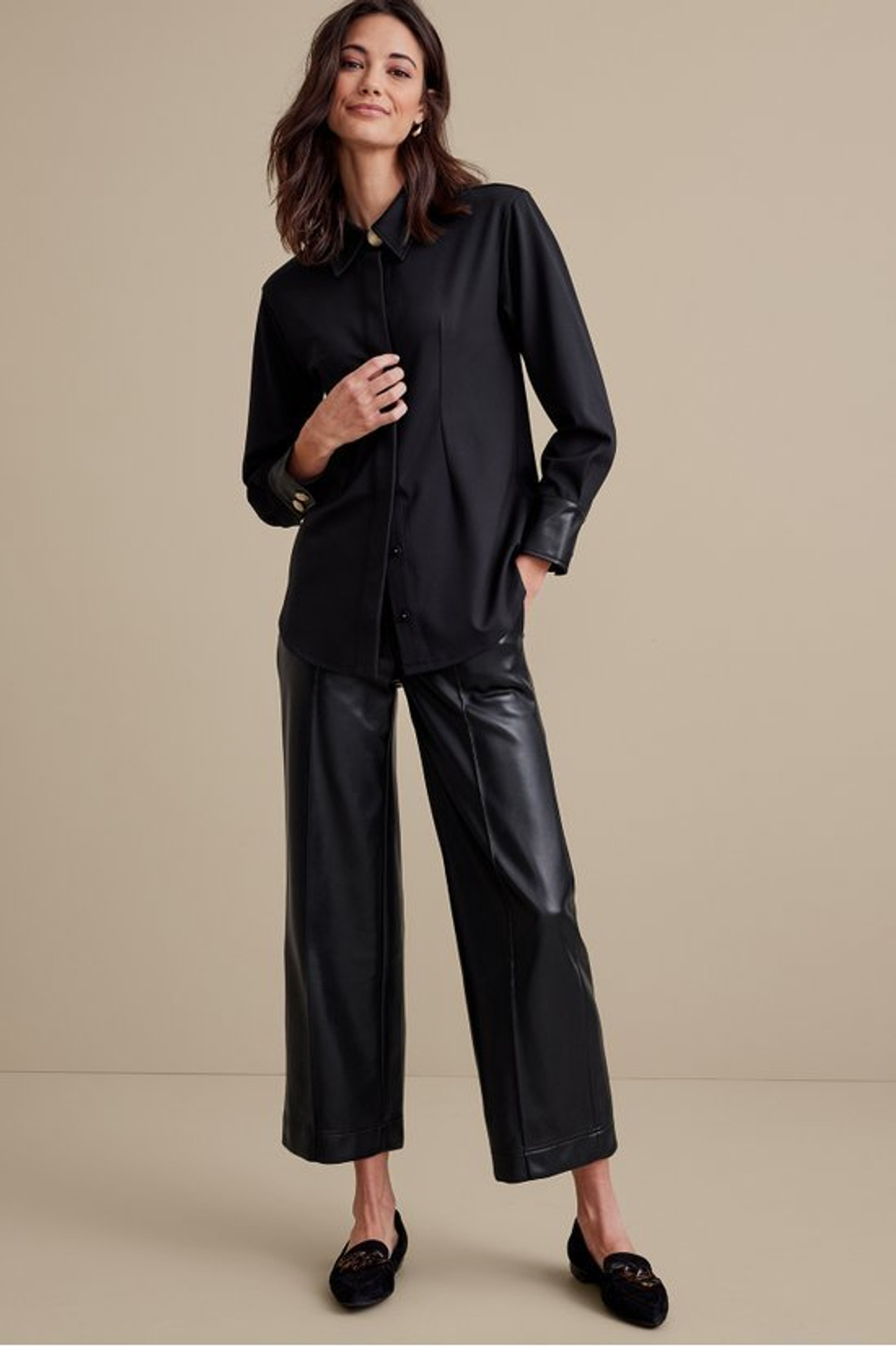 Mattea Faux Leather Cuff Tunic - Soft Surroundings Outlet