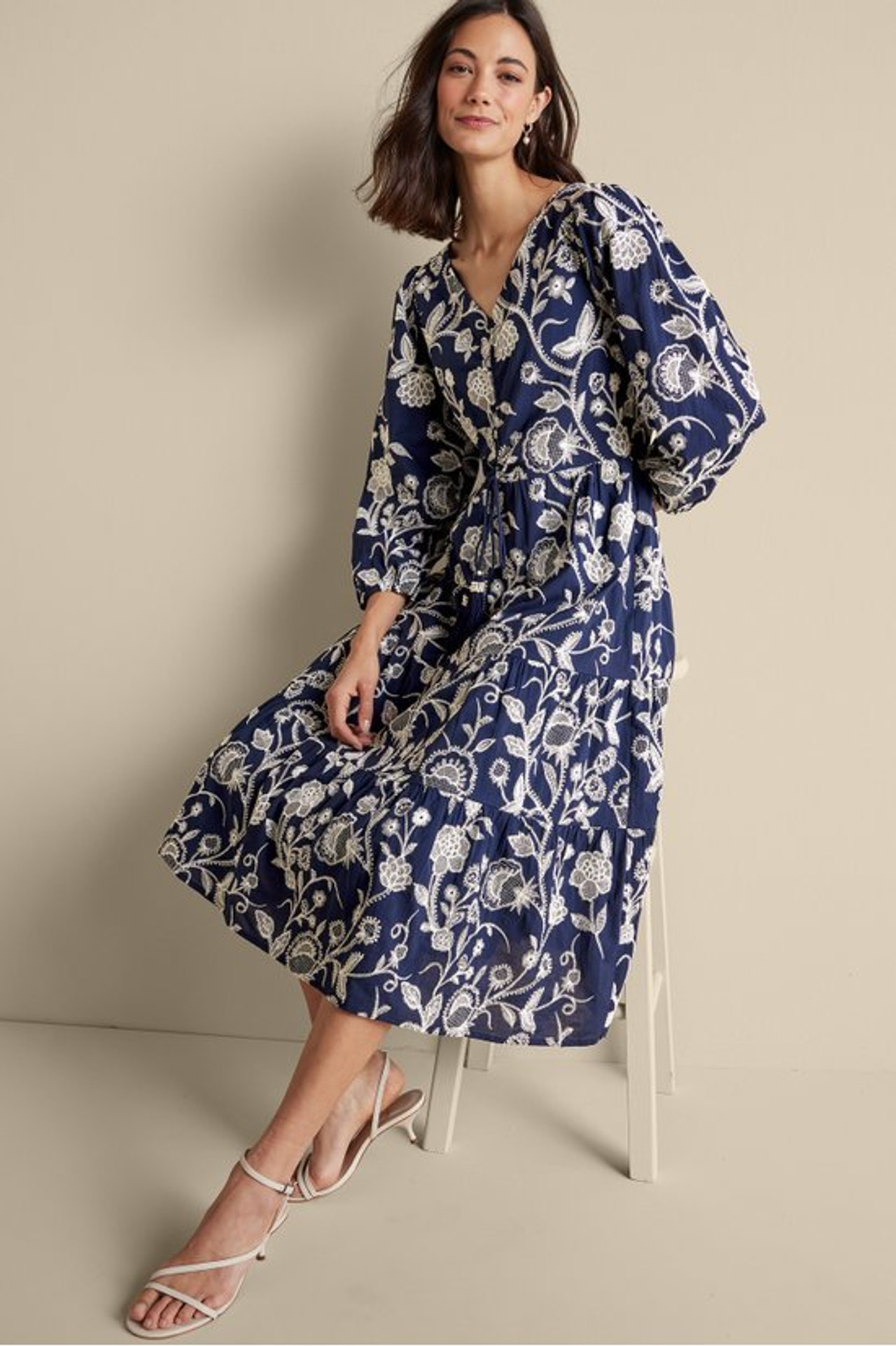 Tilda Embroidered Midi Dress - Soft Surroundings Outlet