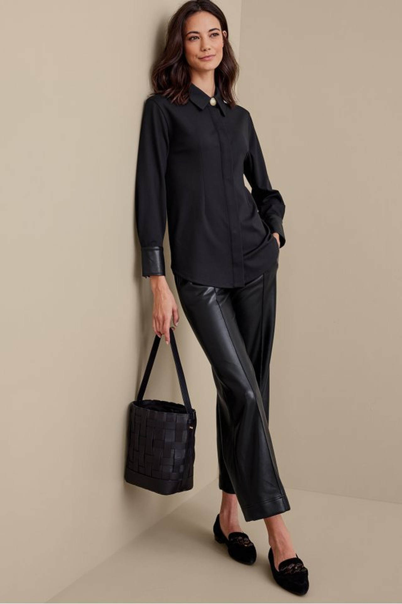 Mattea Faux Leather Cuff Tunic - Soft Surroundings Outlet