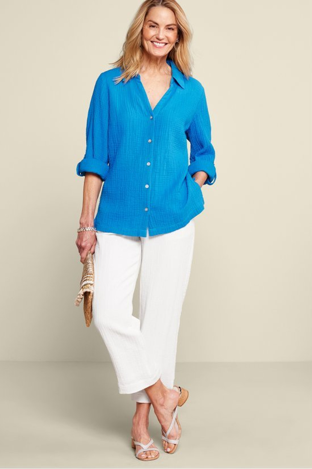 Khulani Straight Leg Gauze Crop Pants - Soft Surroundings Outlet