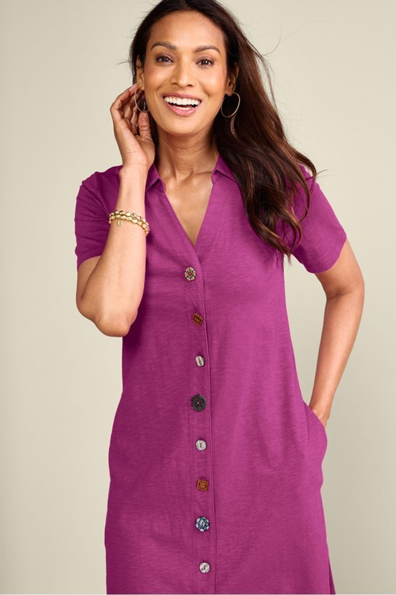 Danielle Button Dress - Soft Surroundings Outlet