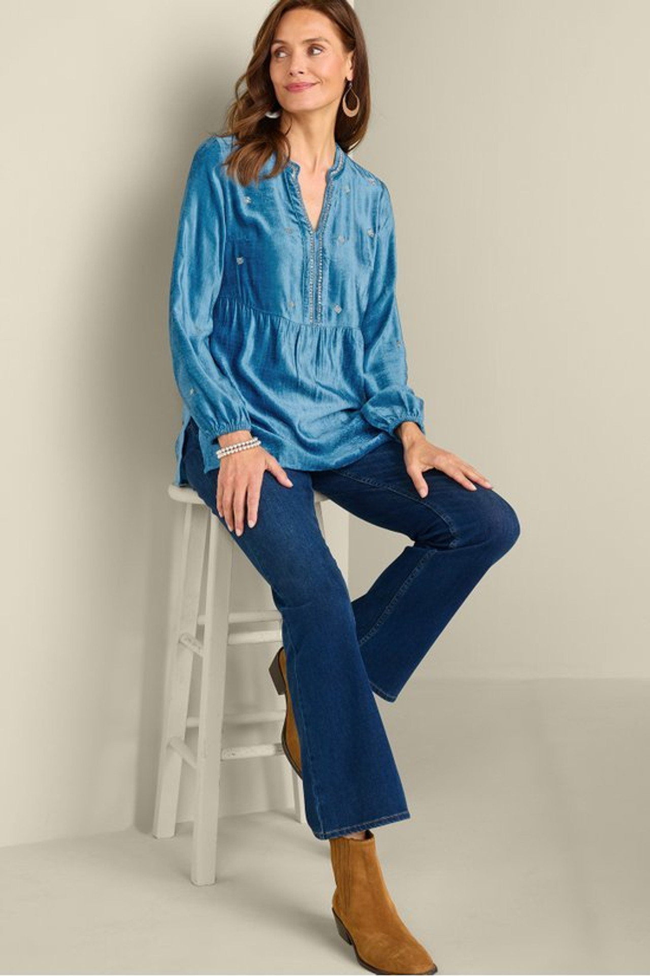 Verna Embellished Velvet Tunic - Soft Surroundings Outlet