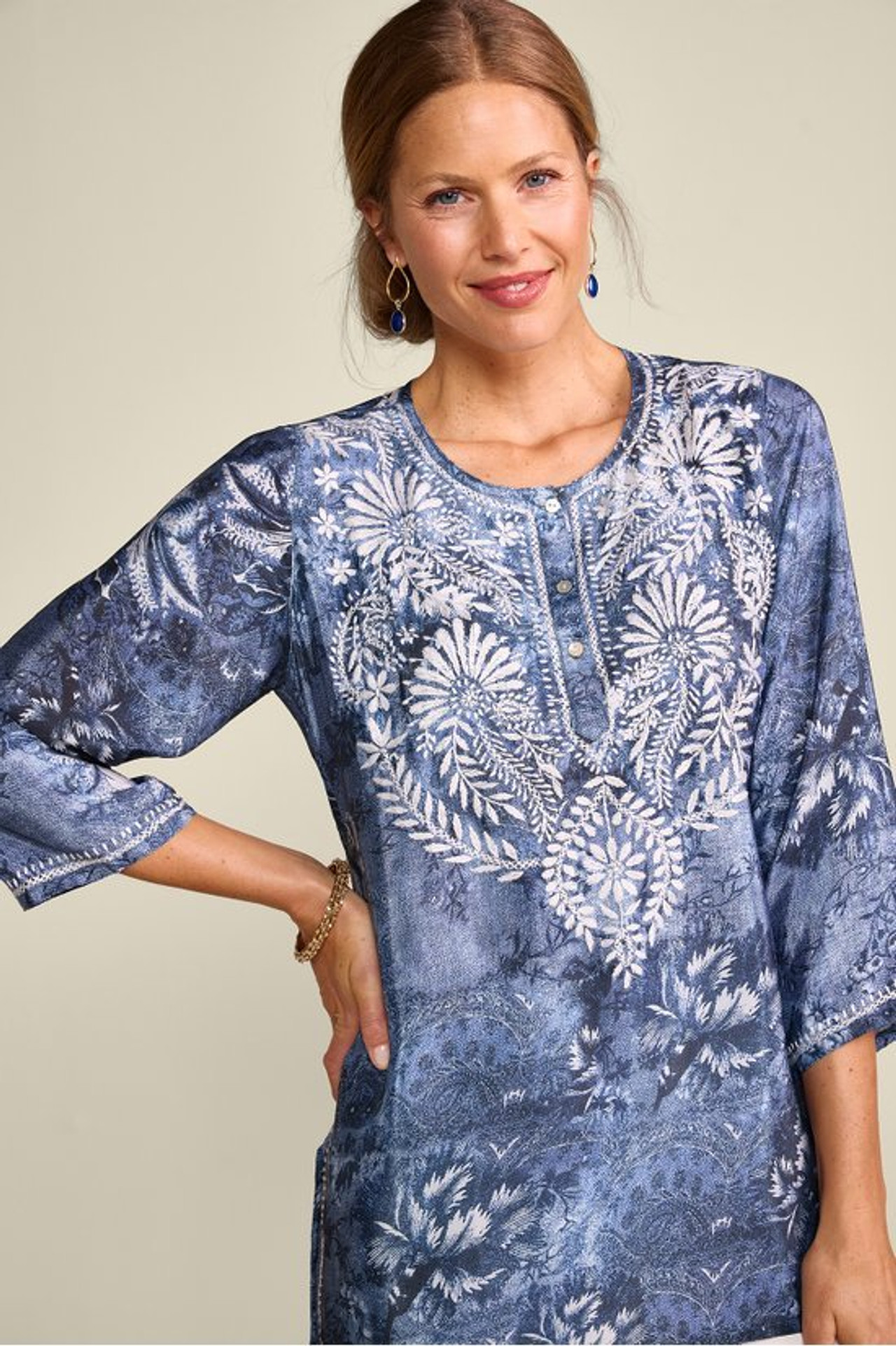 Silvia Embroidered Tunic - Soft Surroundings Outlet