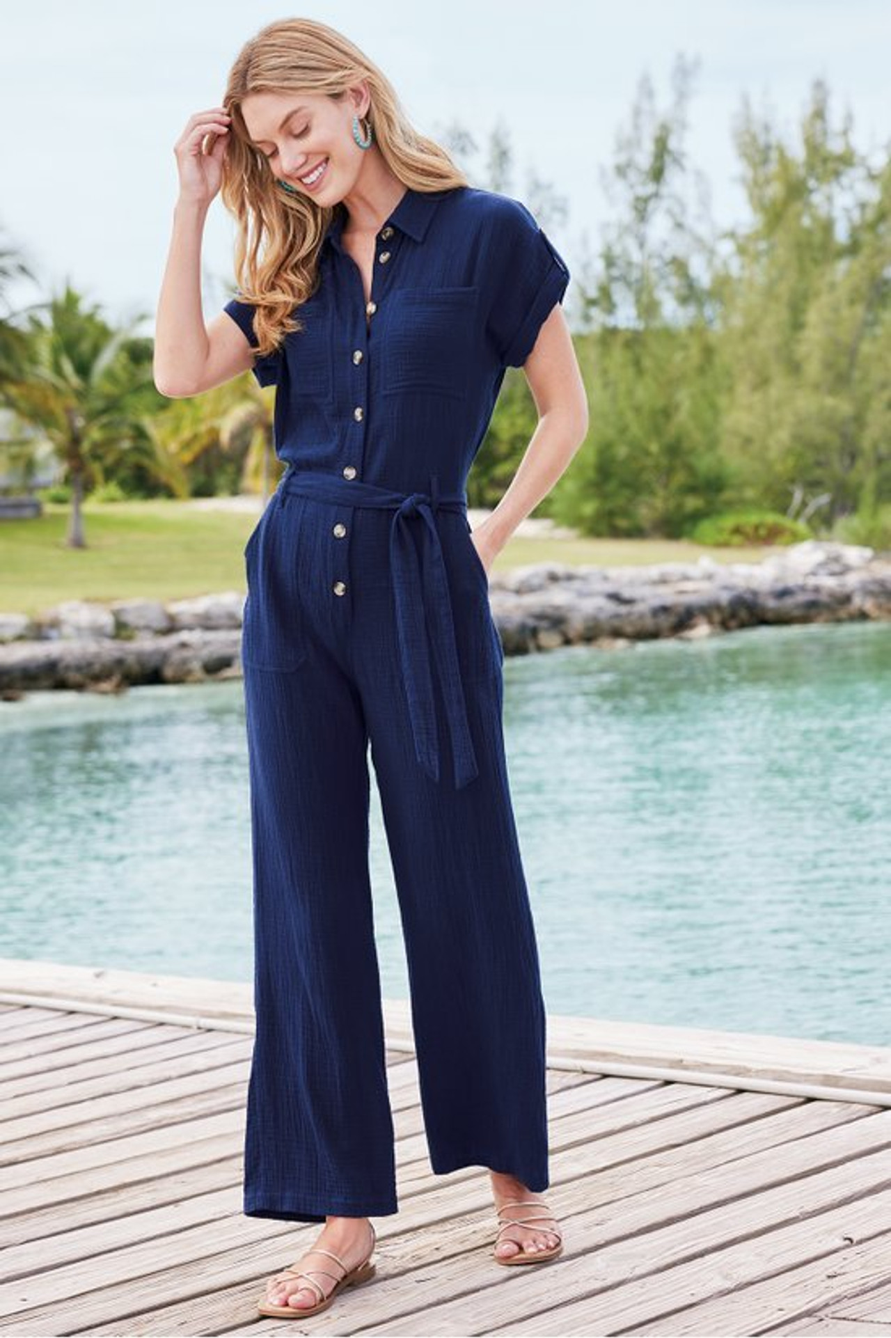 Natasha Gauze Jumpsuit - Soft Surroundings Outlet