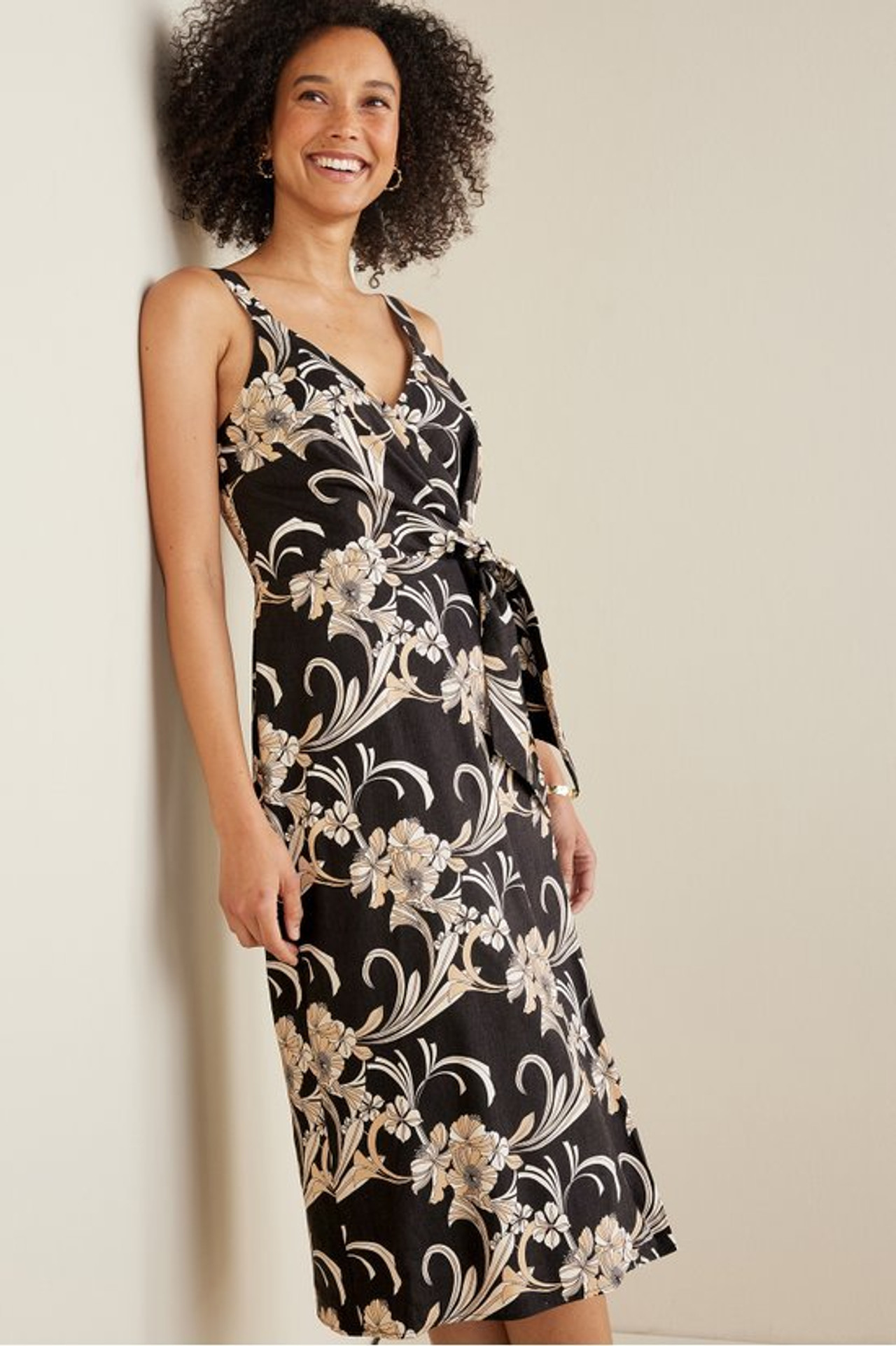 Isla Stretch Linen Midi Dress - Soft Surroundings Outlet