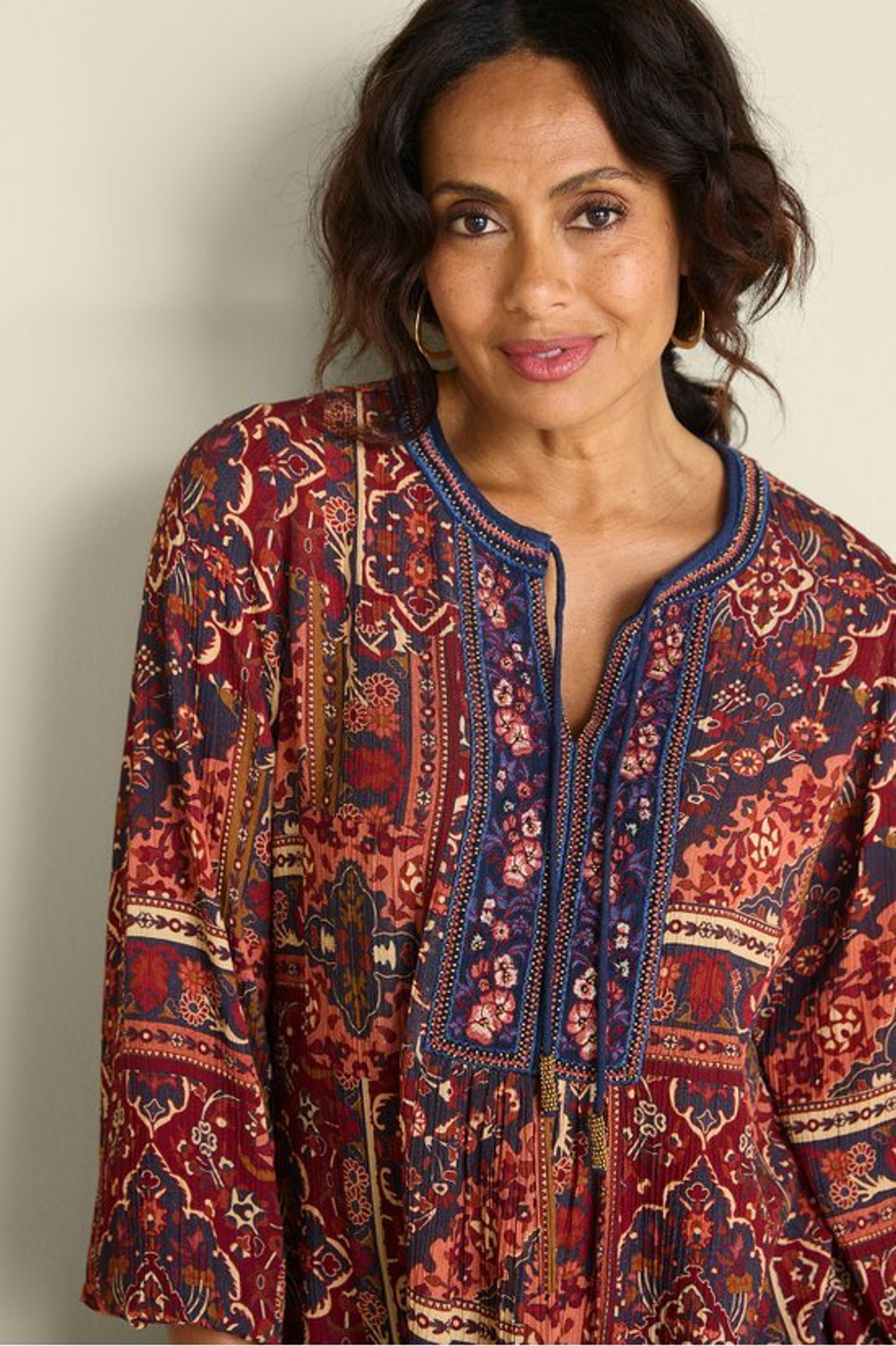 Cindra Embroidered Gauze Tunic - Soft Surroundings Outlet