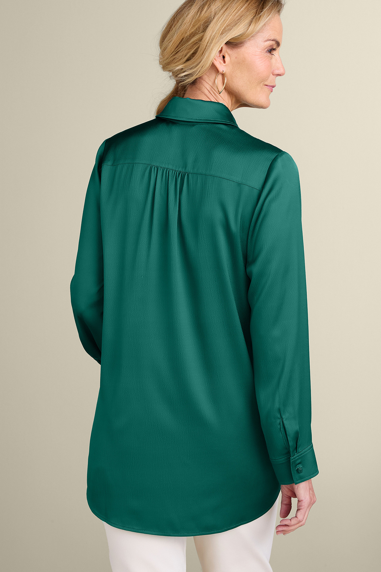 Satin Boyfriend Shirt - Soft Surroundings Outlet