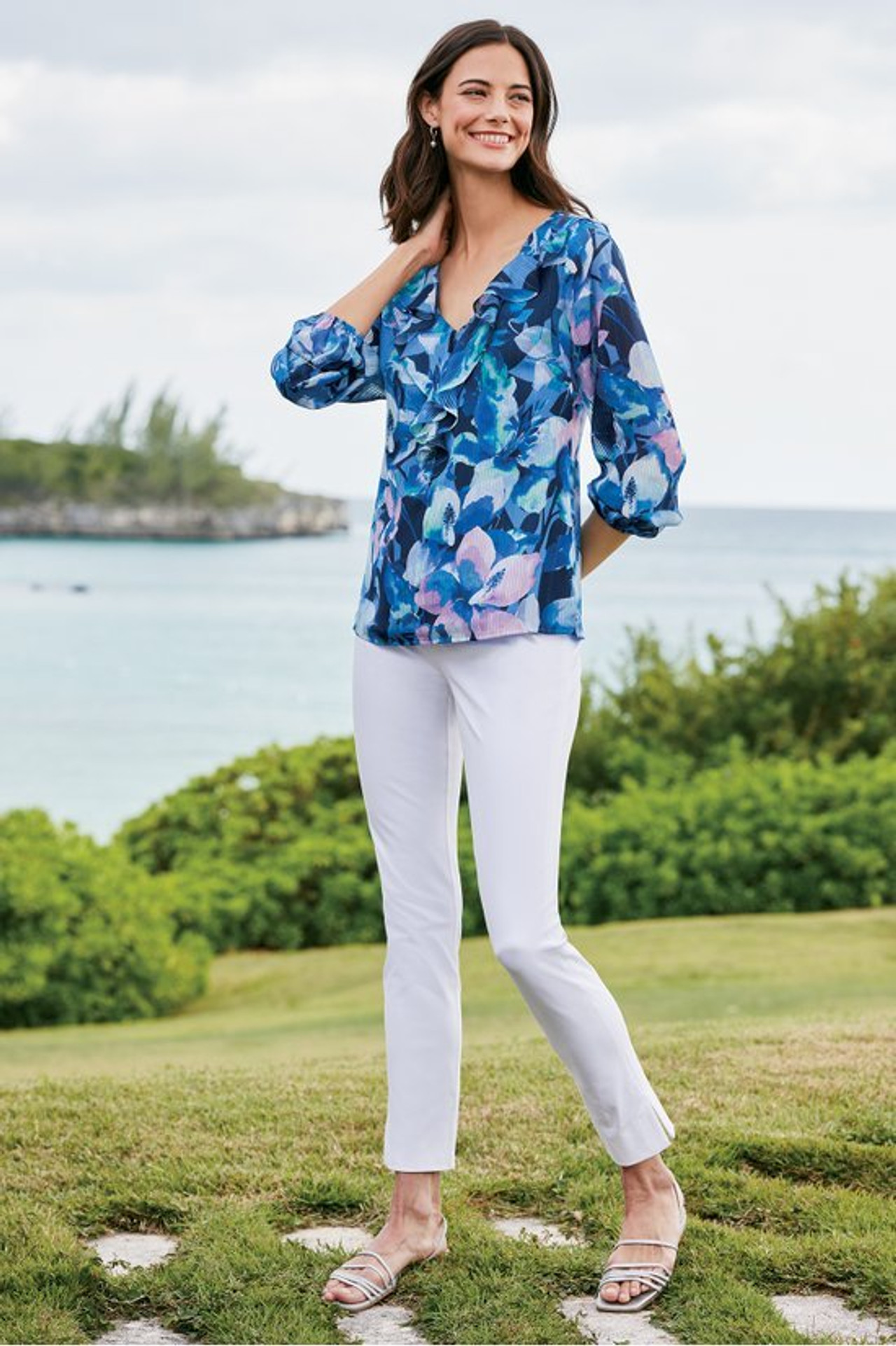 Xenia Ruffle Top - Soft Surroundings Outlet