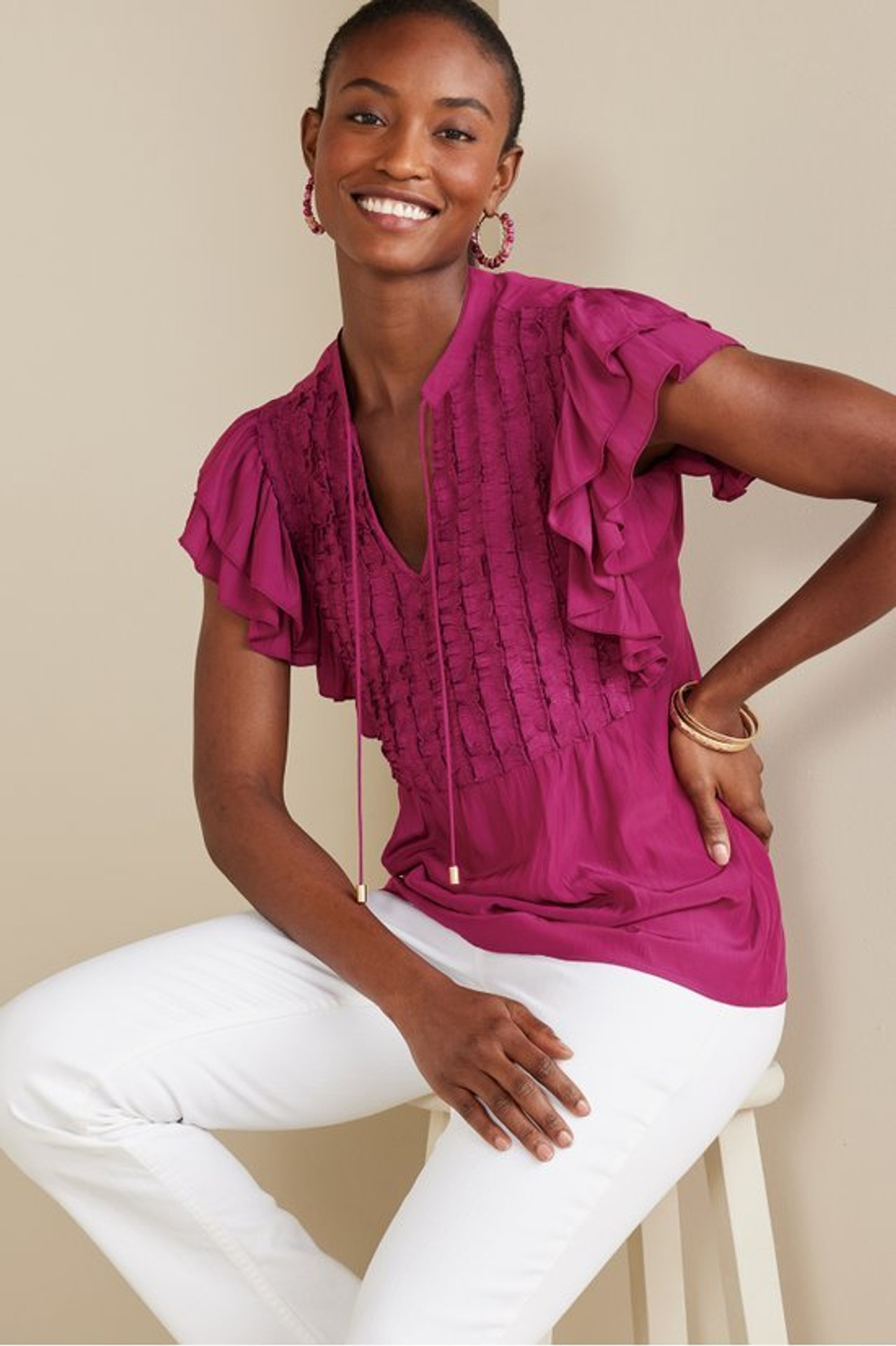 Victoria Ruffle Tunic - Soft Surroundings Outlet