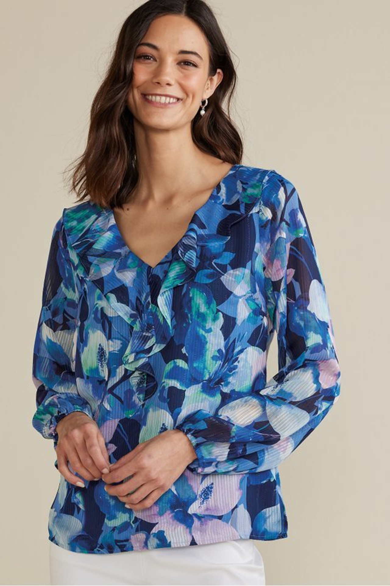 Xenia Ruffle Top - Soft Surroundings Outlet