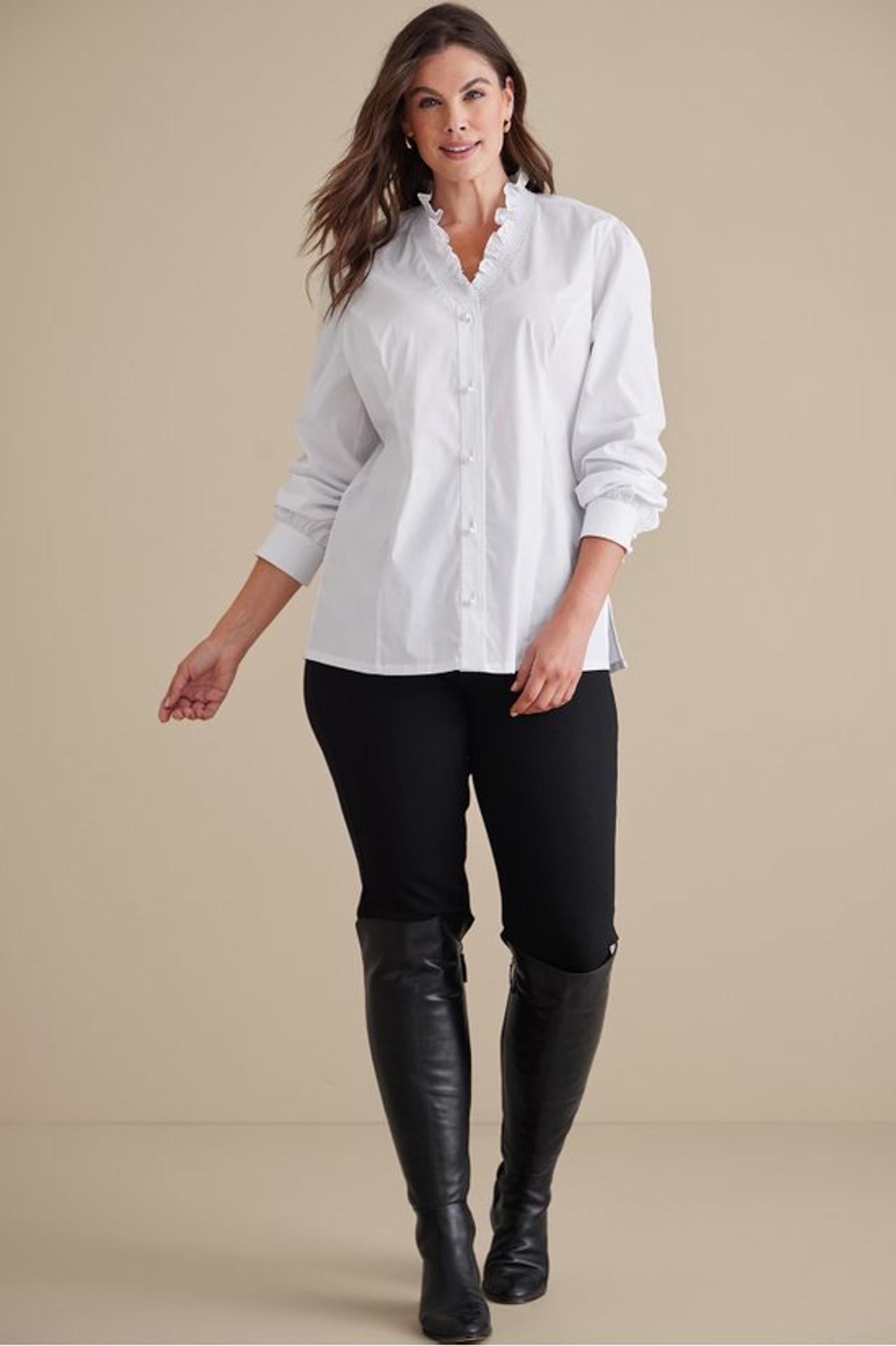 Kata Ruffle Collar Shirt - Soft Surroundings Outlet