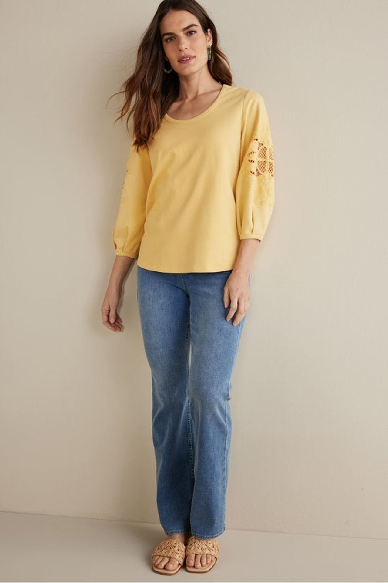 Charmaine Embroidered French Terry Top - Soft Surroundings Outlet