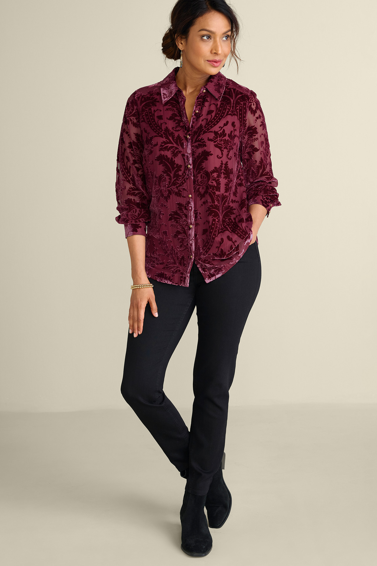 Floreat Velvet Shirt - Soft Surroundings Outlet