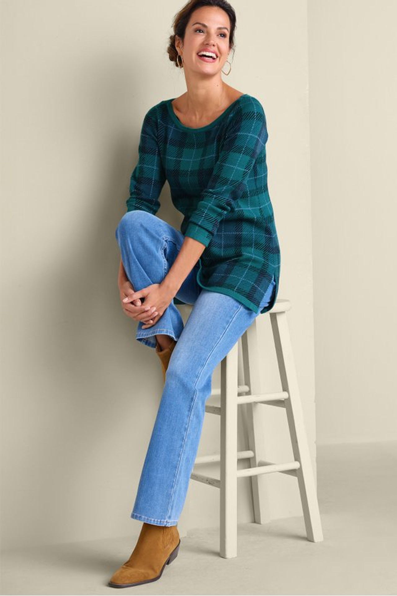 Janece Plaid Sweater Tunic - Soft Surroundings Outlet