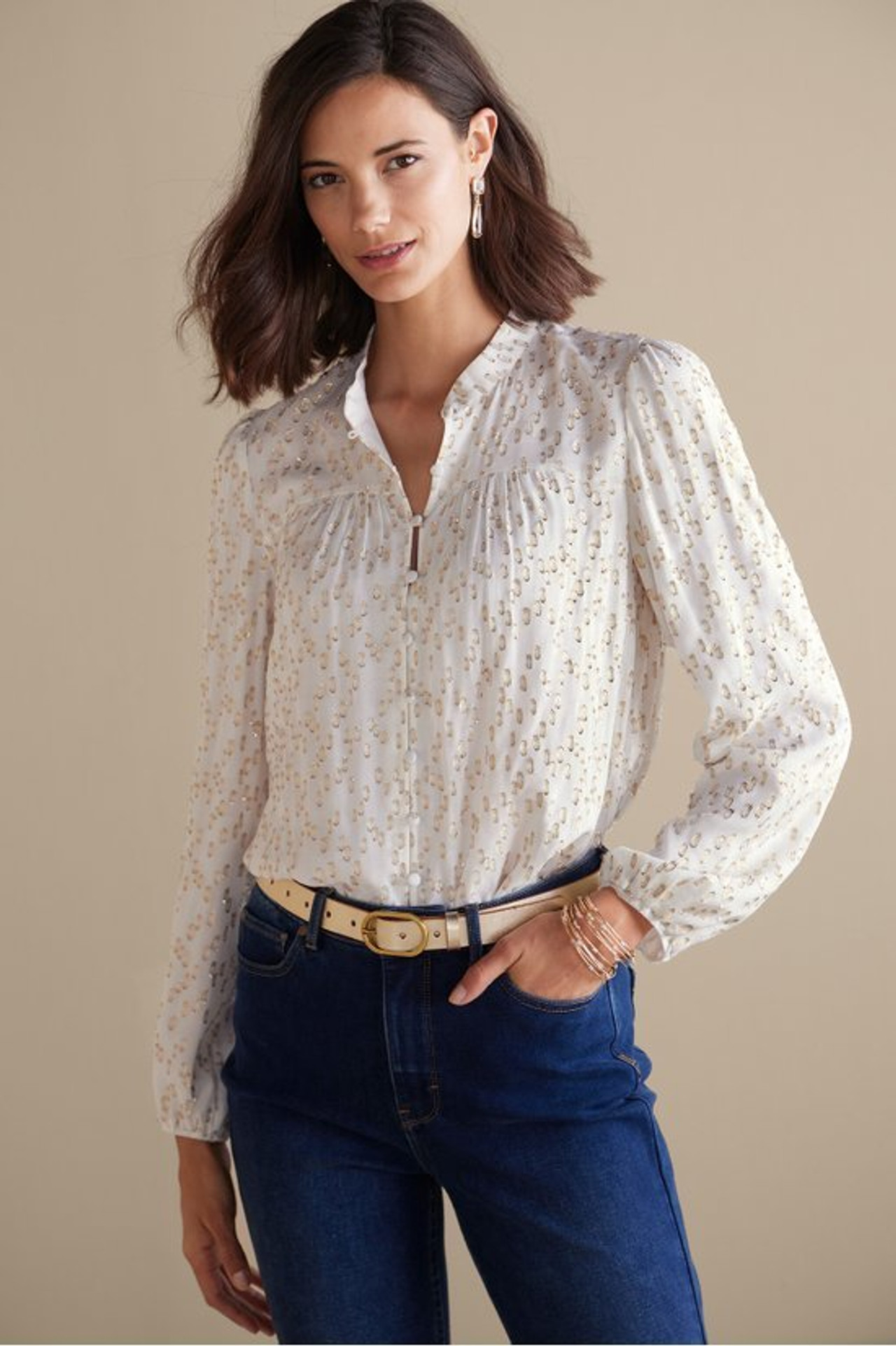 Mila Metallic Blouse - Soft Surroundings Outlet