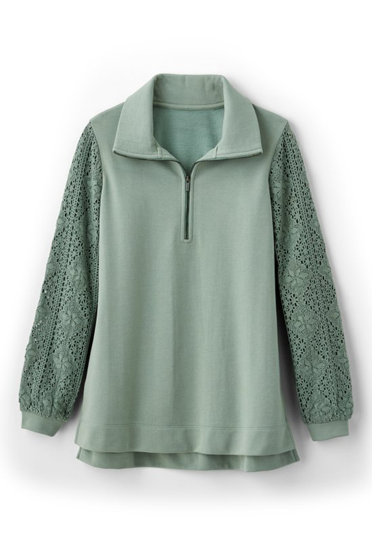 Crochet Sleeve French Terry Tunic - Soft Surroundings Outlet