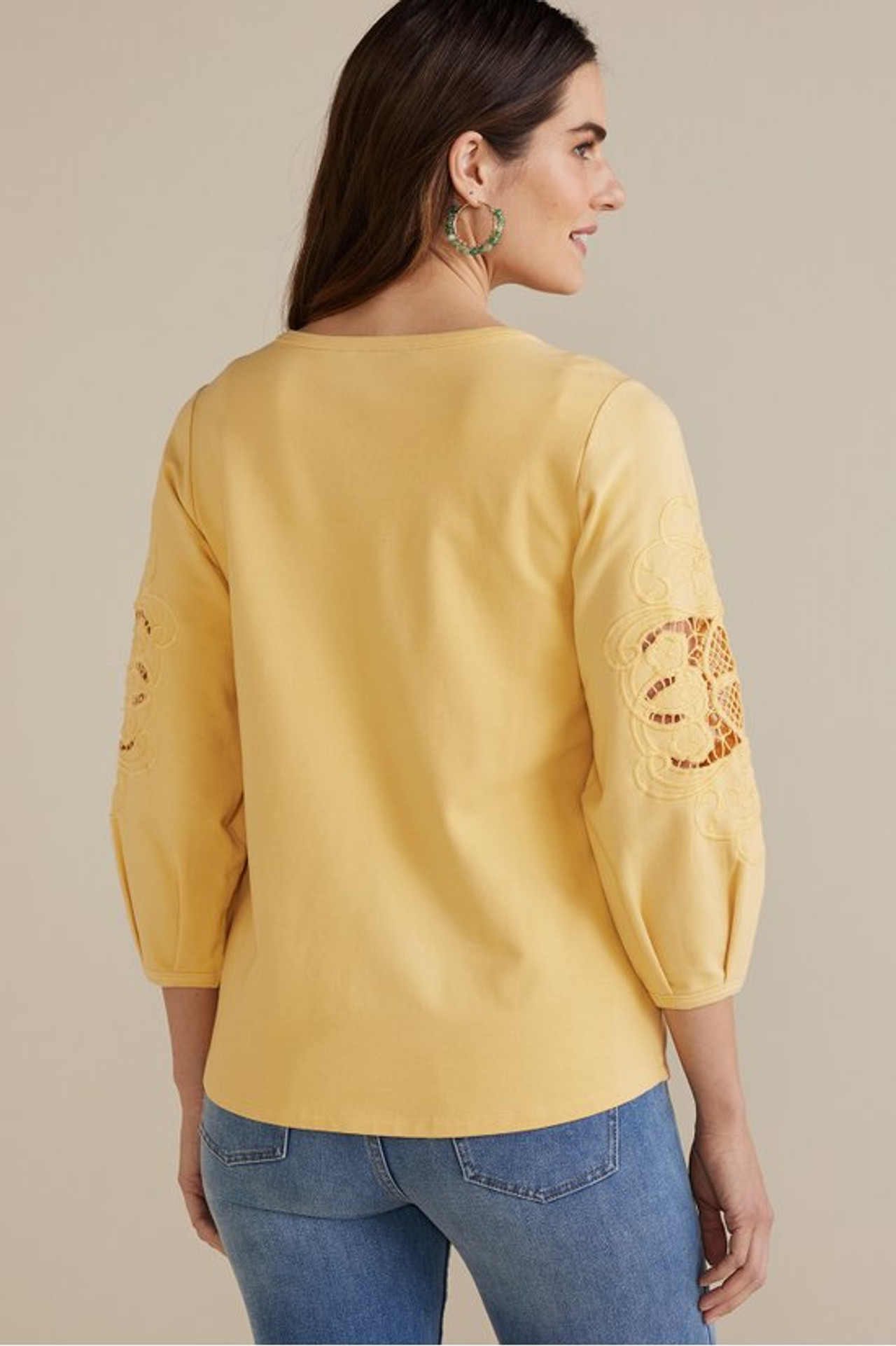 Charmaine Embroidered French Terry Top - Soft Surroundings Outlet