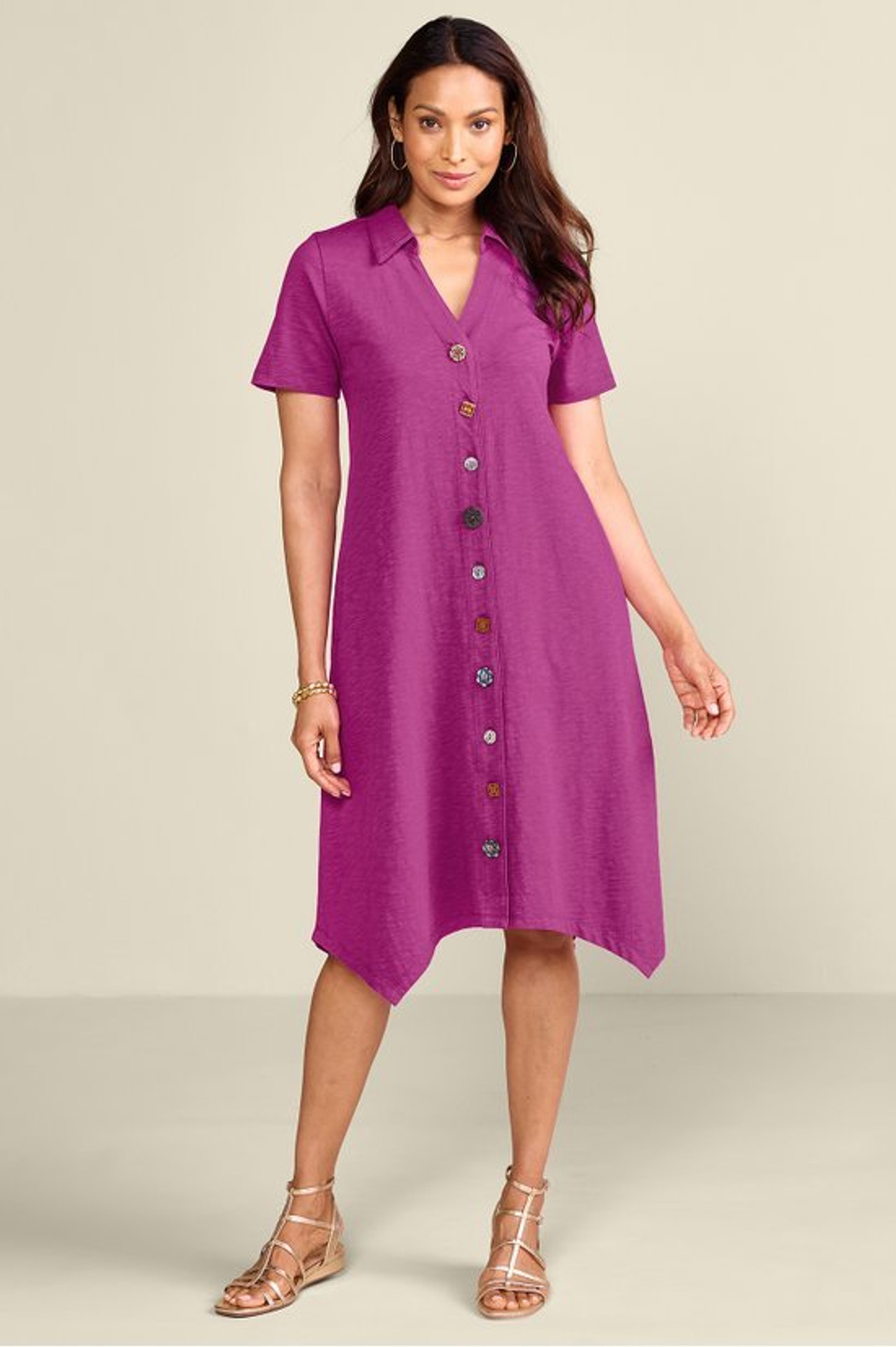 Danielle Button Dress - Soft Surroundings Outlet