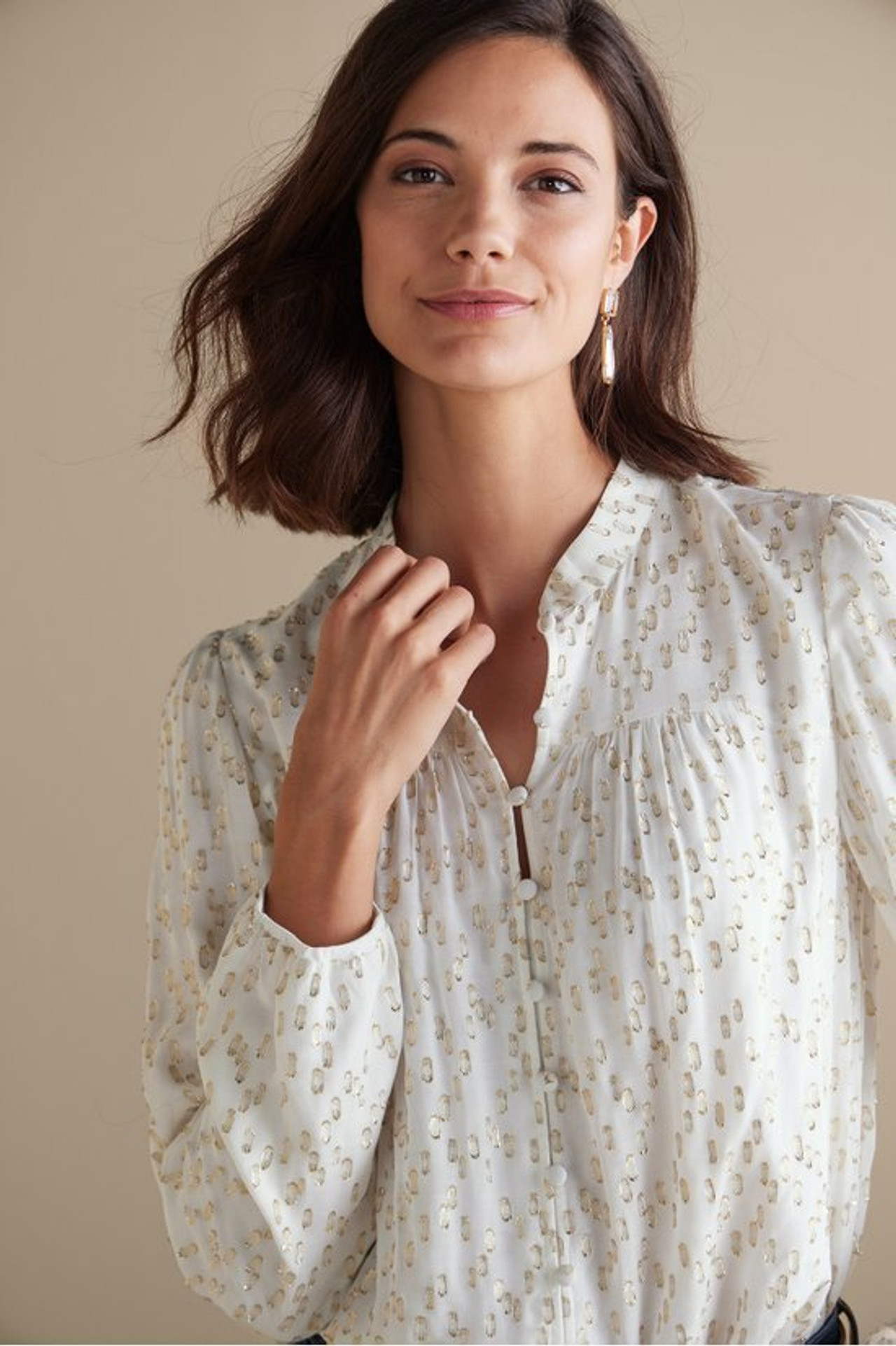 Mila Metallic Blouse - Soft Surroundings Outlet