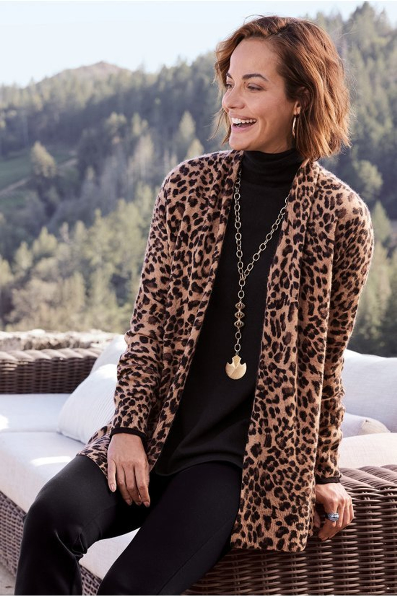 Sibyl Cashmere Printed Cardigan - Soft Surroundings Outlet