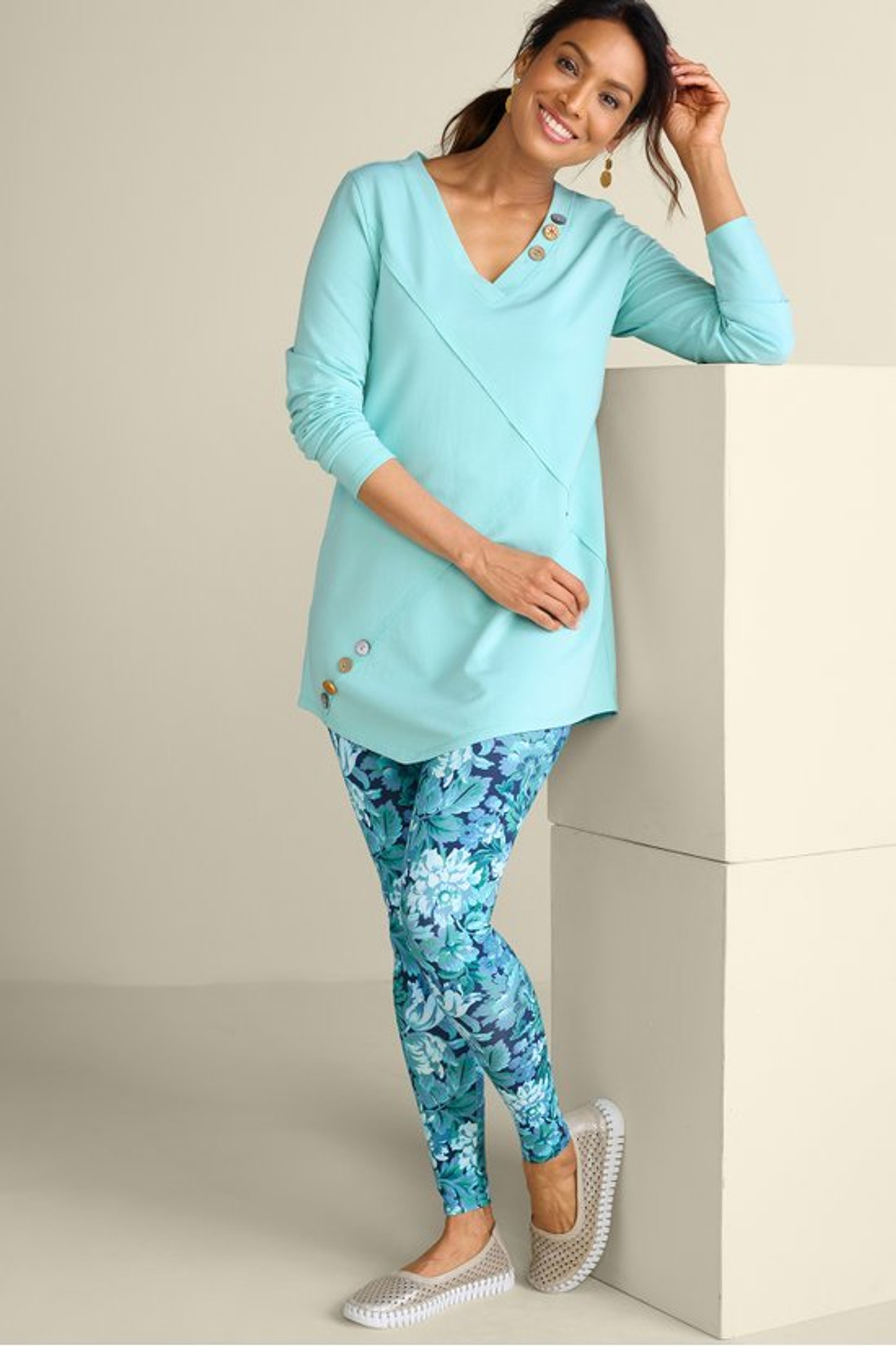 Dove French Terry Asymmetrical Tunic - Soft Surroundings Outlet